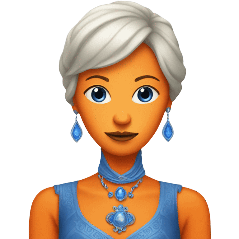 a orange alien woman full body in blue Romanov dress emoji