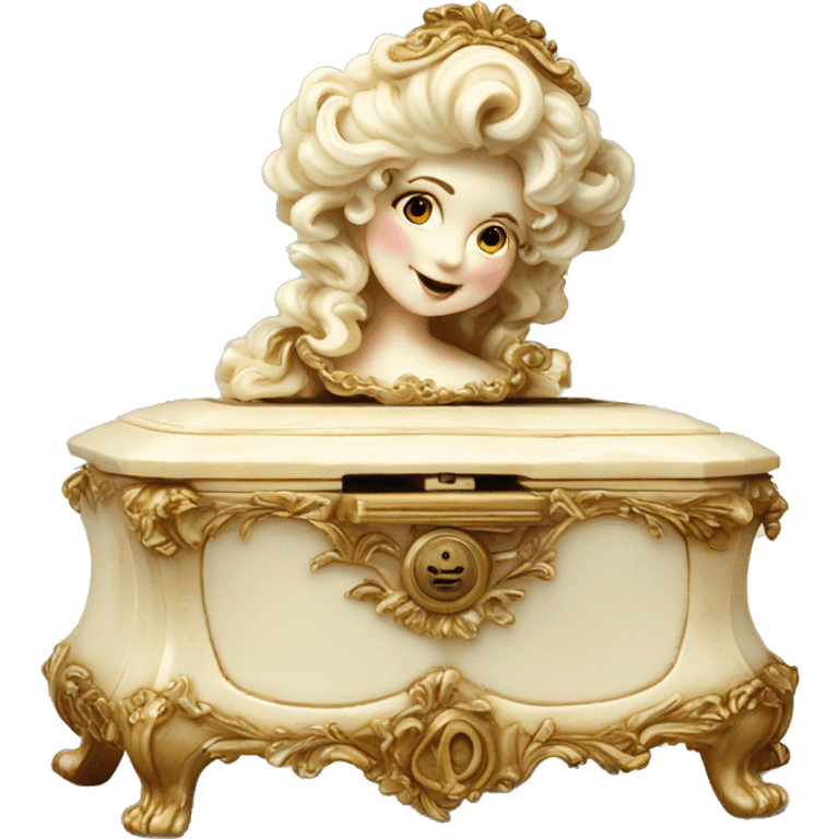 Vintage rococo ivory music box emoji