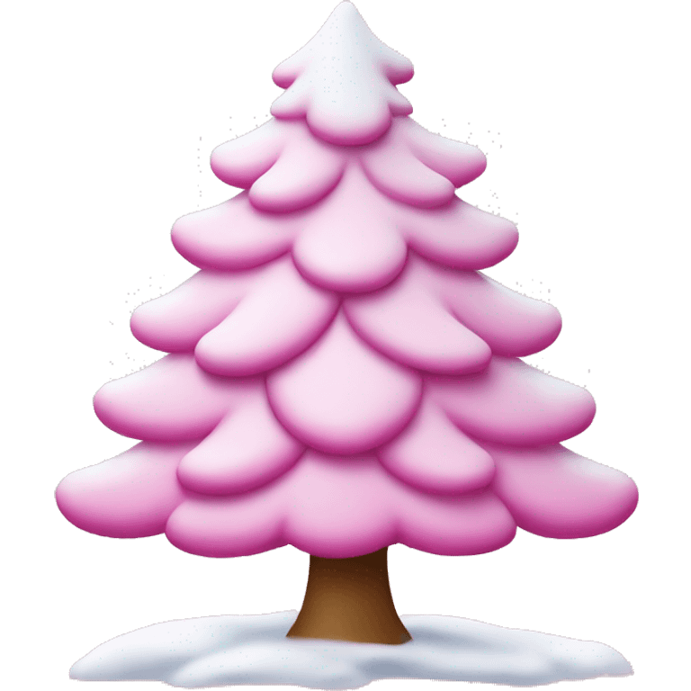 Pink Christmas tree with snow emoji