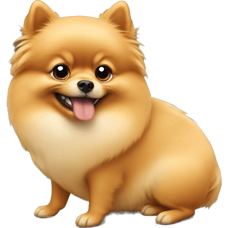 Pomeranian eating chicken emoji