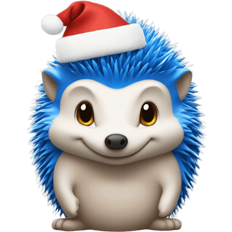 Blue hedgehog in Christmas hat  emoji