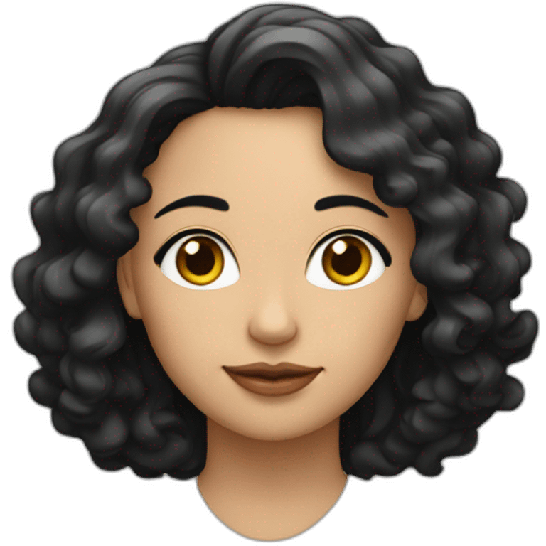 Cara mujer mulata con pelo rizado y negro emoji