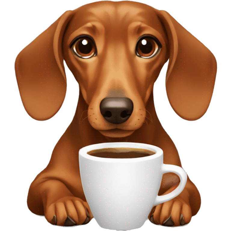 Dachshund drinking a coffee emoji