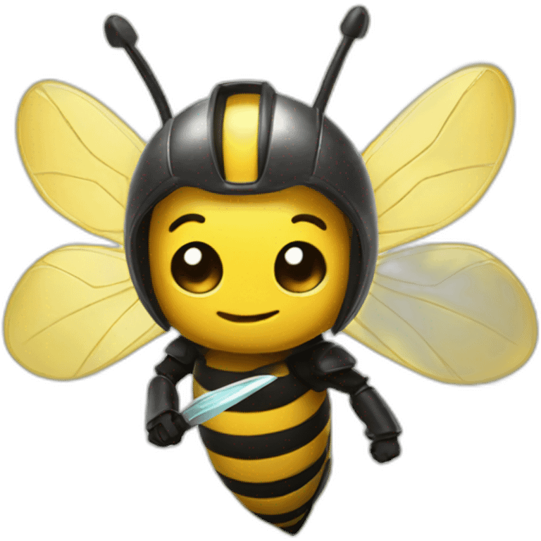 a bee with the cloud buster sword emoji