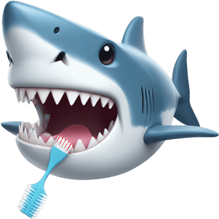 Shark with a toothbrush emoji