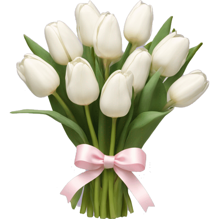 White tulips bouquet with light pink bow  emoji