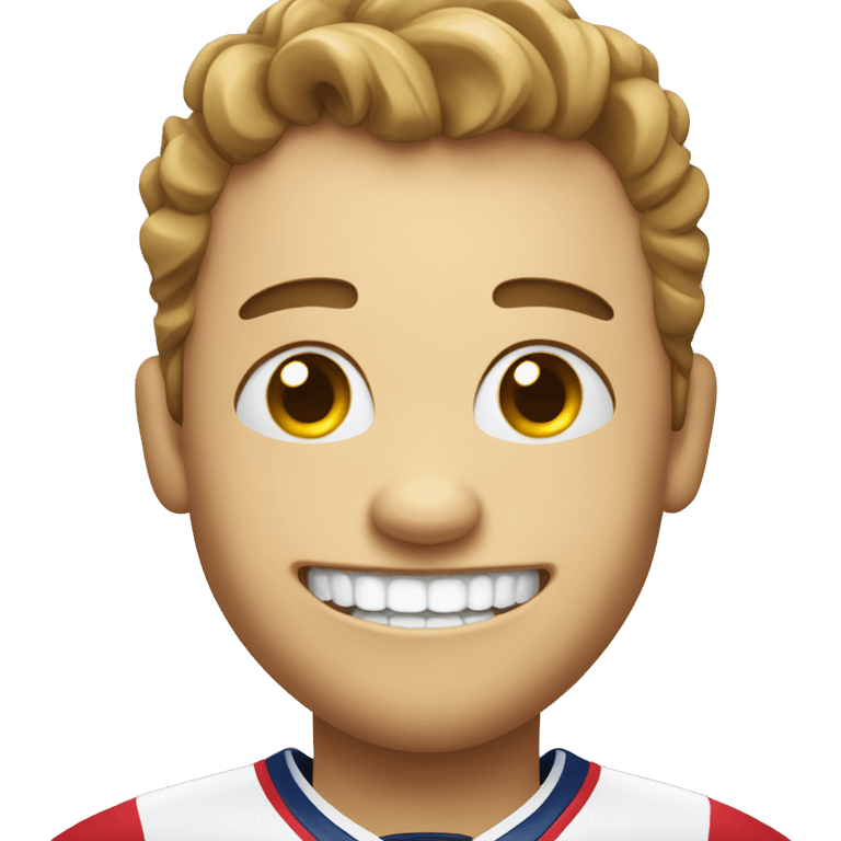 Smiley hockey player with missing tooth emoji