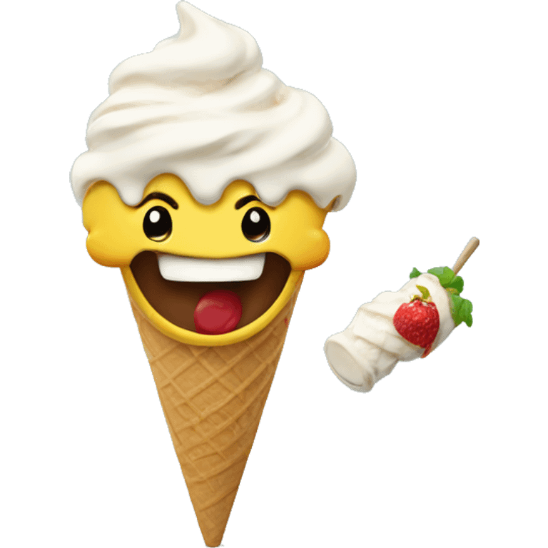 smiley eating ice cream emoji