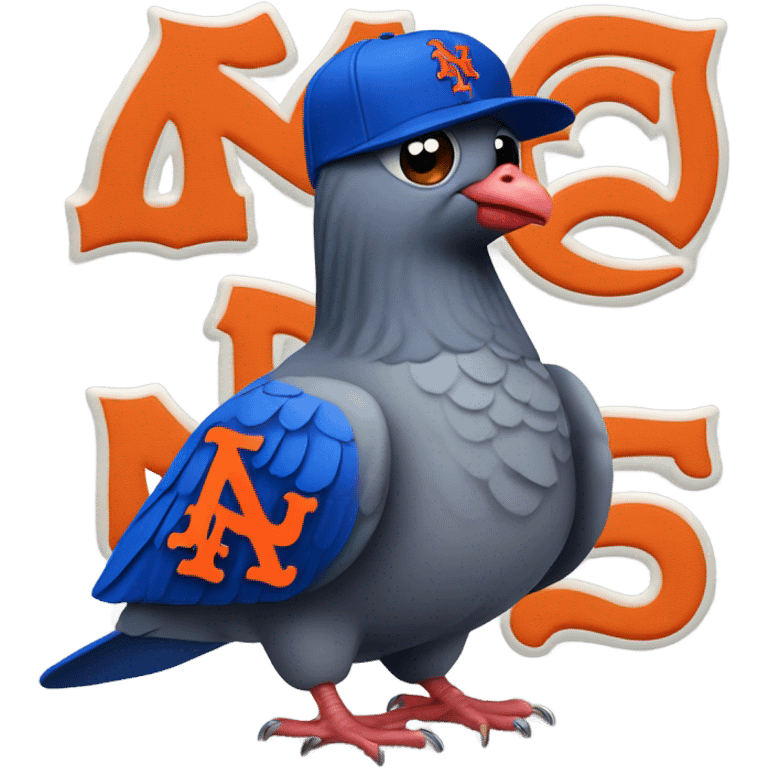 Pigeon with a New York Mets uniform emoji