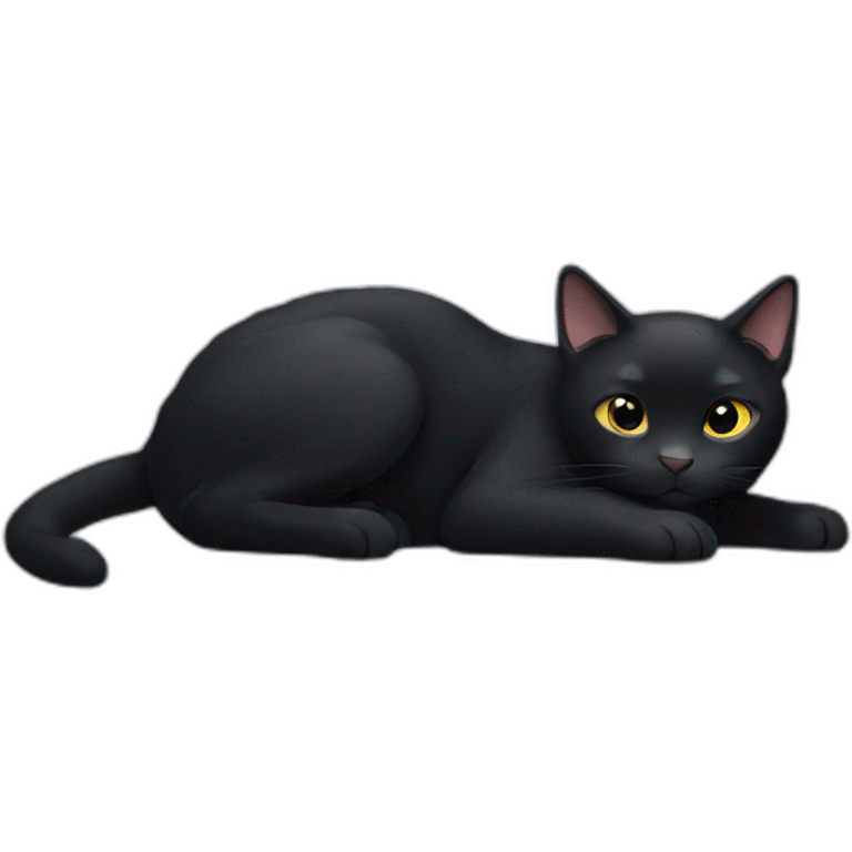 black cat lying with big body emoji