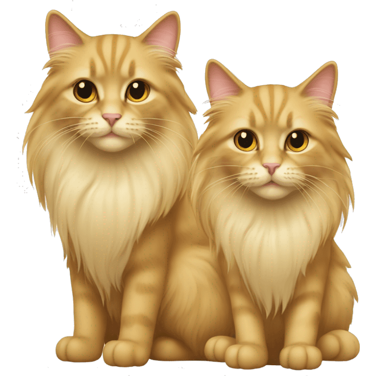 Two longhair cats, one is golden, one is creamy emoji