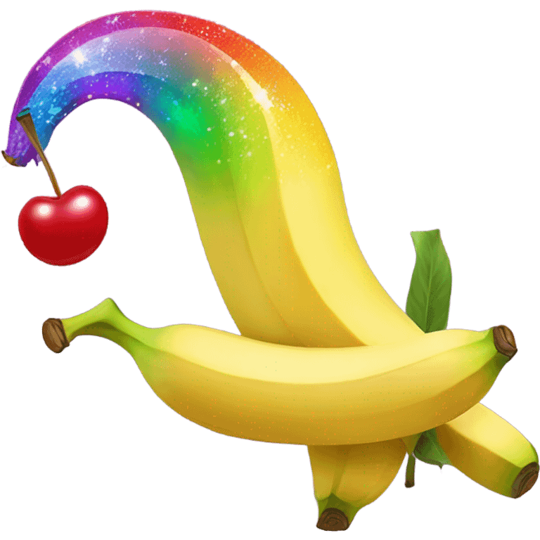 emoji quadruple-rainbow-mega-sparkly-banana with a cherry on top emoji