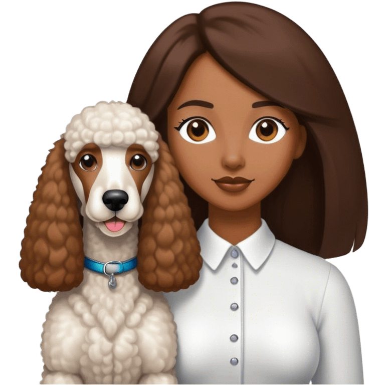 White Standard Poodle and Straight long hair brown skin Women emoji