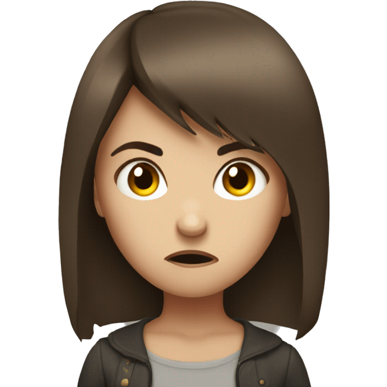 extremely angry girl with brown hair and a fringe emoji