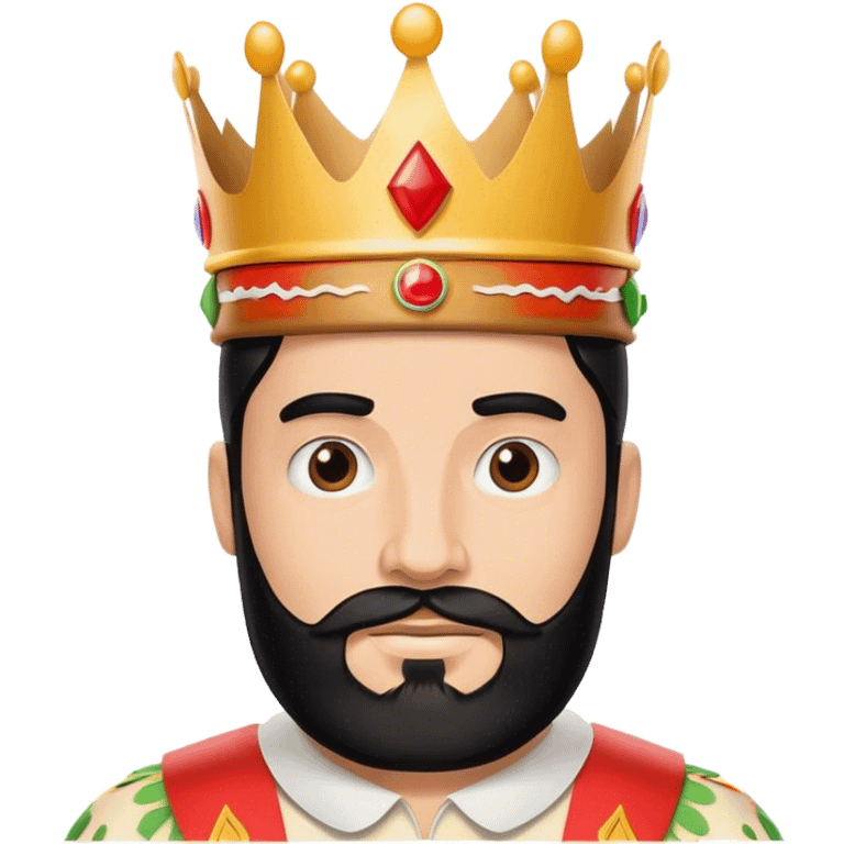 bald guy with black beard and a burger king paper crown emoji