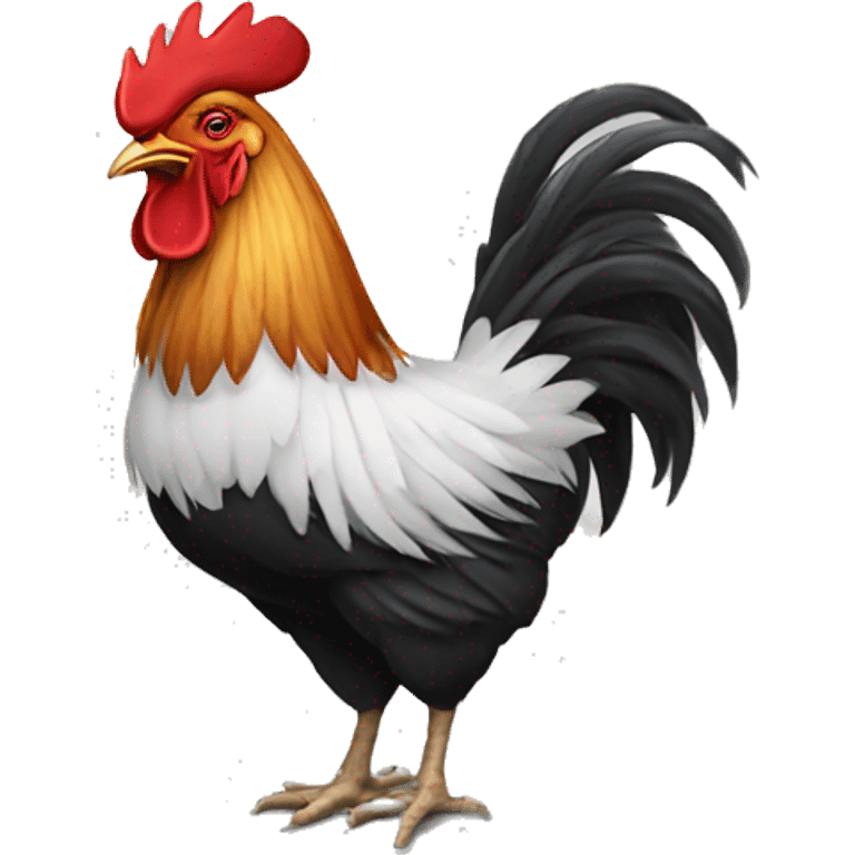 A rooster who has a tire instead of a body emoji