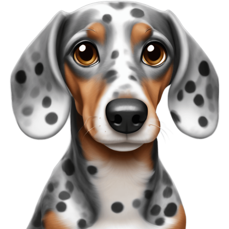 Dapple Dachshund brown eyebrows grey and white face with black spots emoji