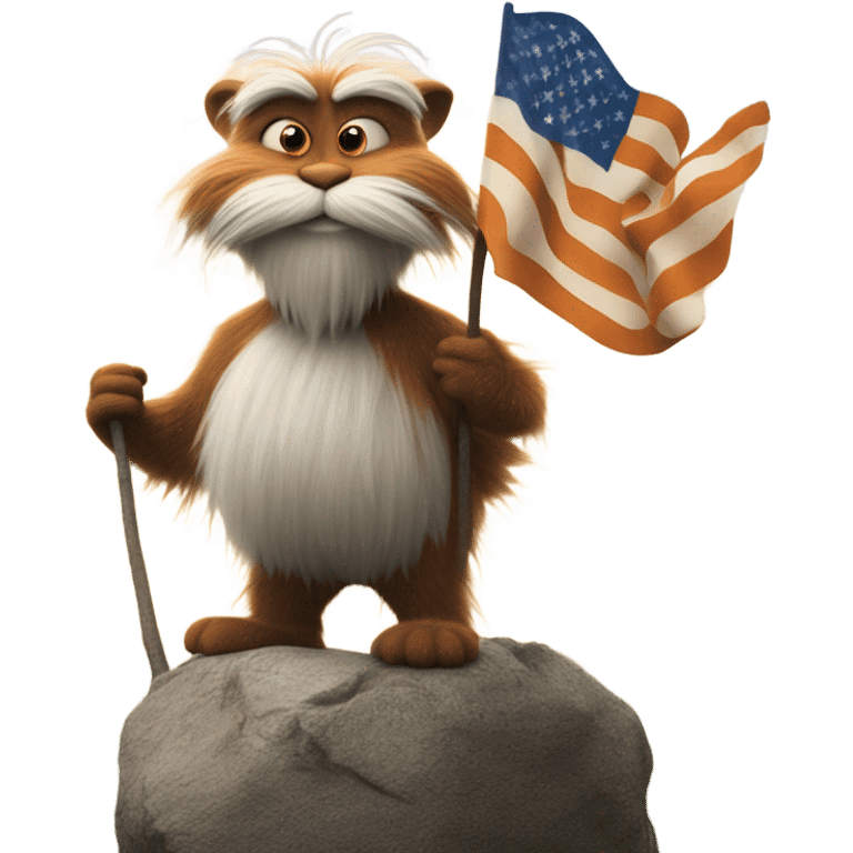 The Lorax holding an American flag emoji