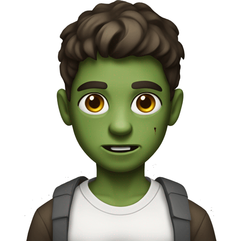 teen boy zombie with medium dark brown hair and white shirt emoji