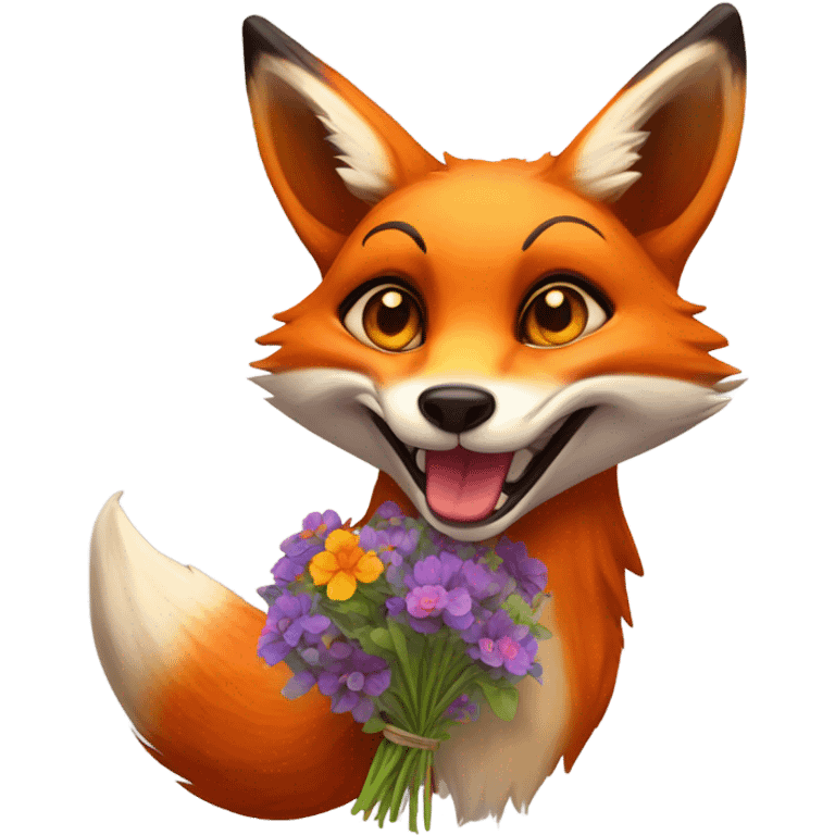 Fox holding flowers emoji