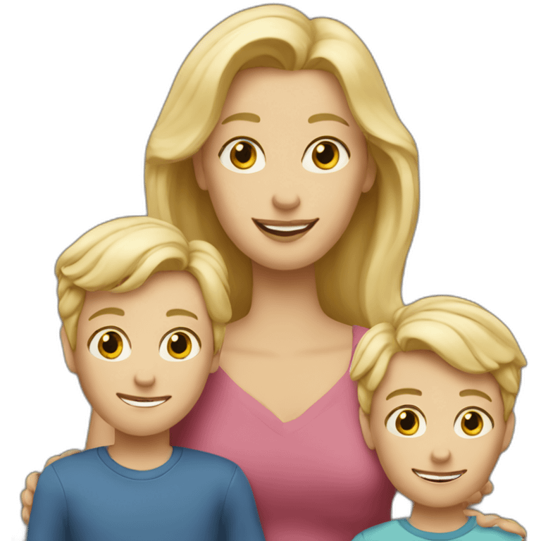 blond mother with two blond boys emoji