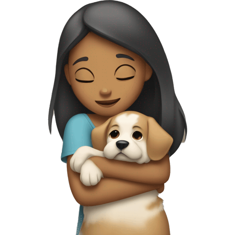 Girl hugging dog emoji