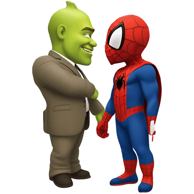 create an emoji of shrek kissing spiderman emoji