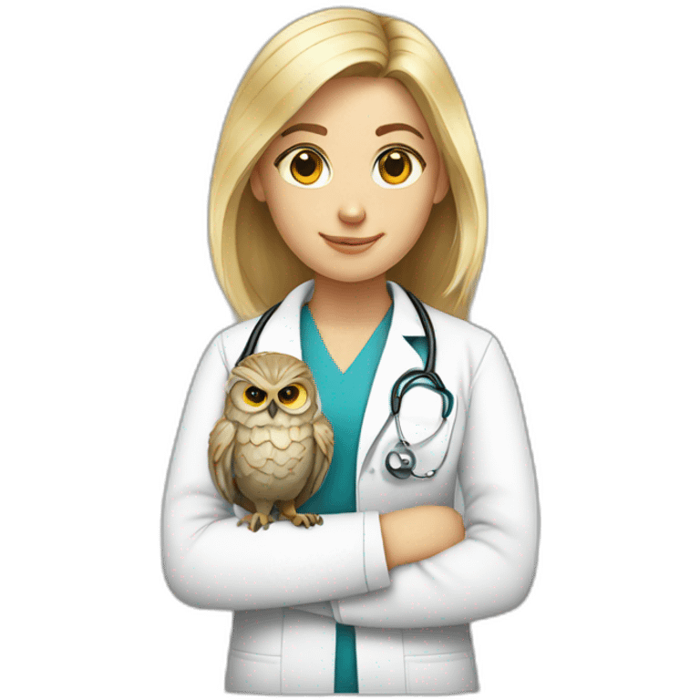 Blonde-medium-hair-doctor-with-owl emoji