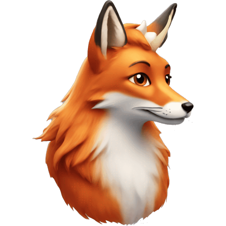 Red fox with unicorn horn and wings emoji