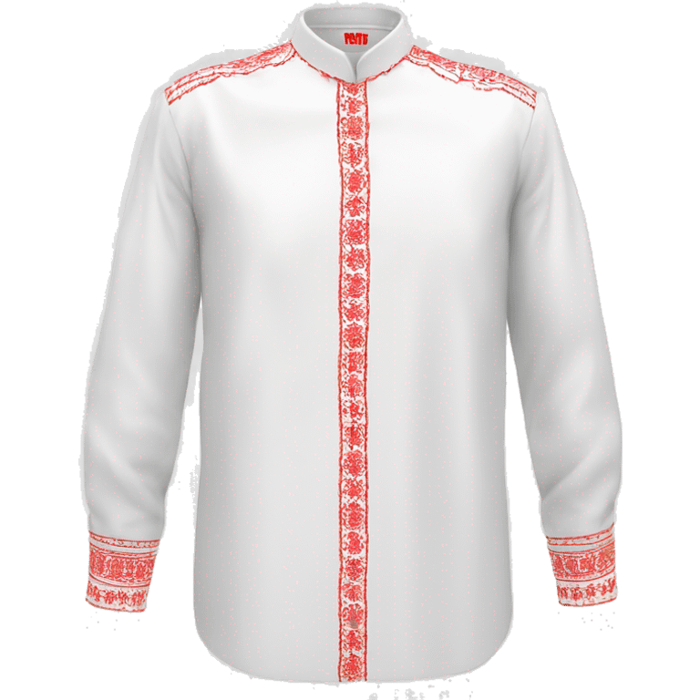 Shirt 👚 vyshyvanka, white with red embodiary emoji