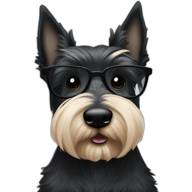 Scottish terrier with glasses black emoji