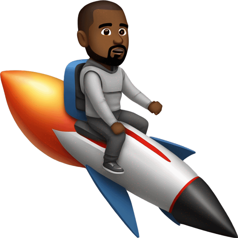 kanye west riding a rocket in space emoji