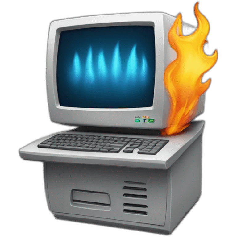 flaming computer emoji