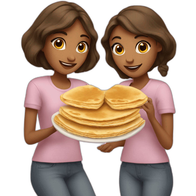 2 girls with crepes emoji