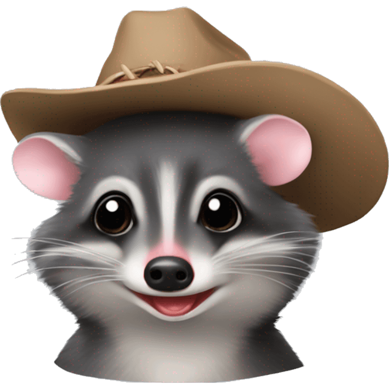 Virginia opposum with a cowboy hat emoji