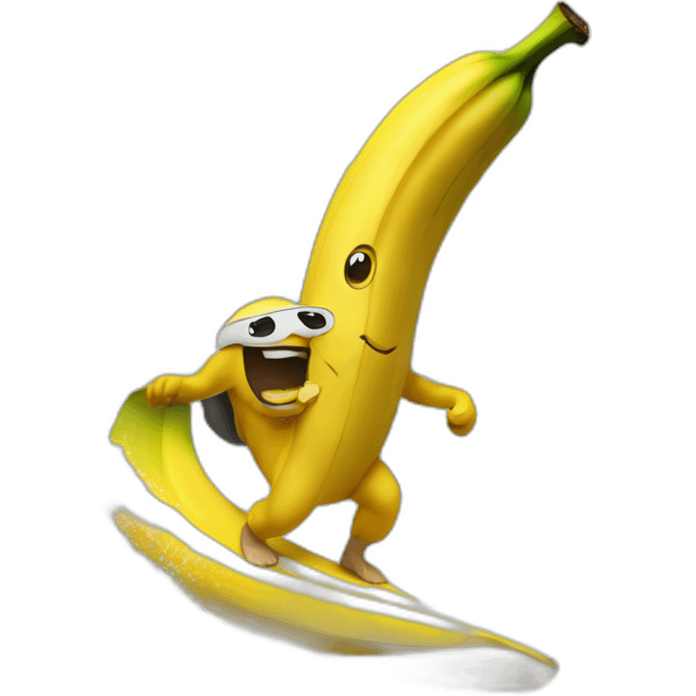 A banana surfing in california emoji