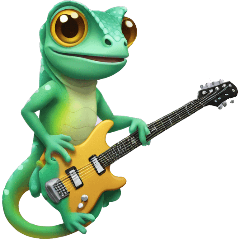 chameleon playing electric guitar  emoji