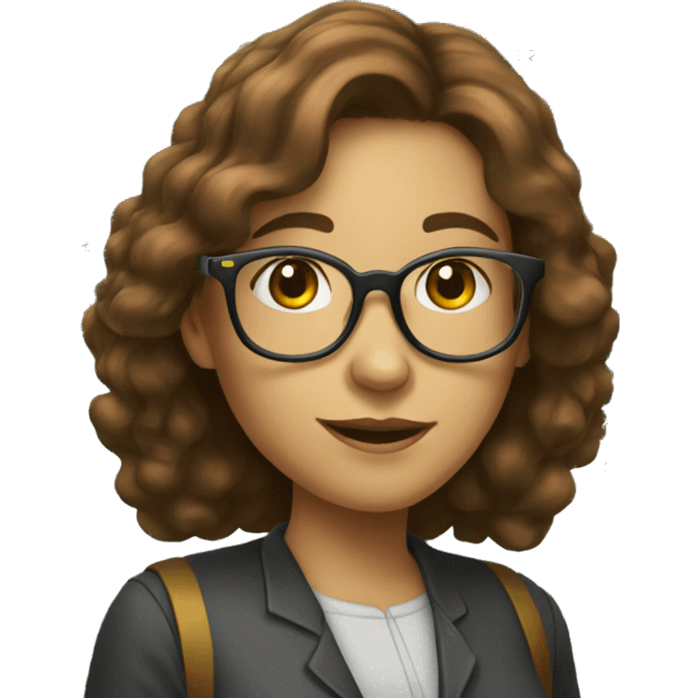 female mathematician with golde-brown hair and with glasses in front of a chalkboard  emoji