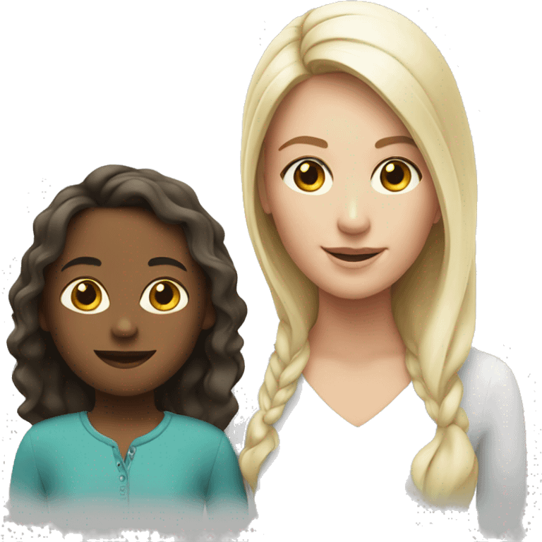 girl and mom, white emoji