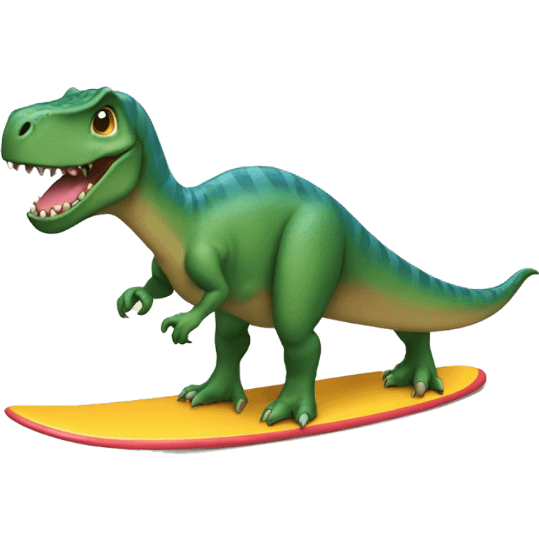 Dinosaur going surfing emoji