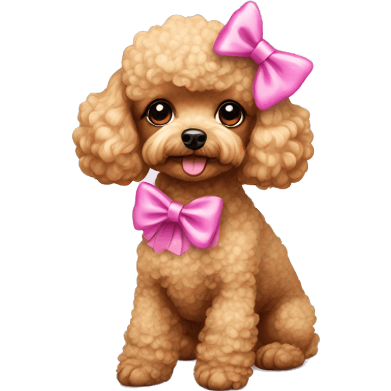 toy poodle dog wearing a pink bow on head  emoji