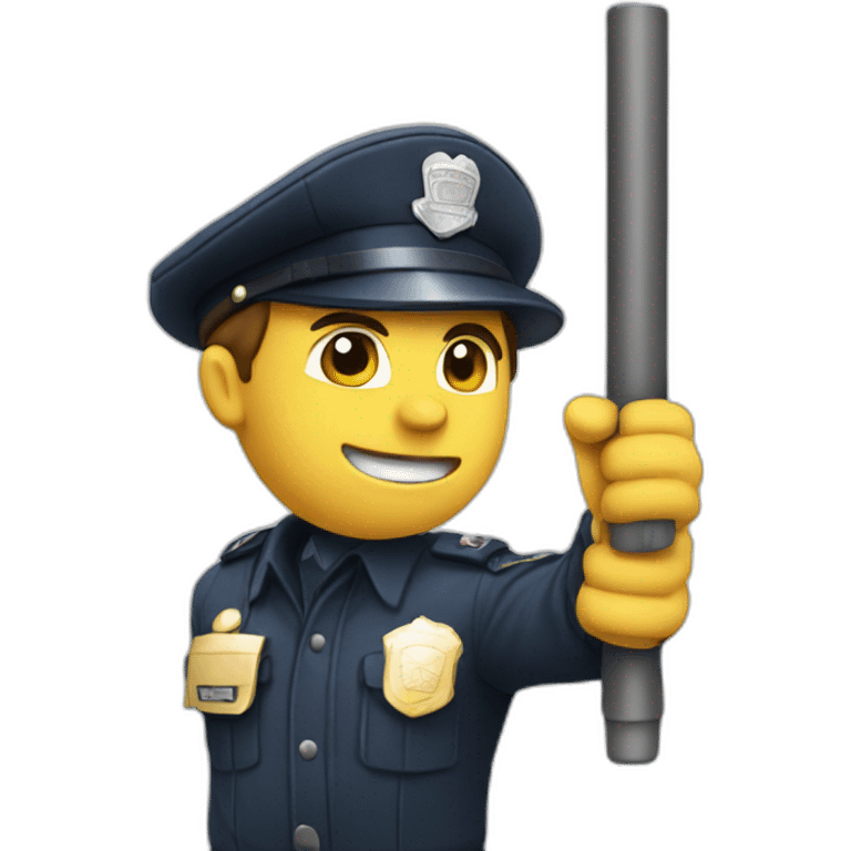 A policeman with a baton in his hand getting ready to strike emoji