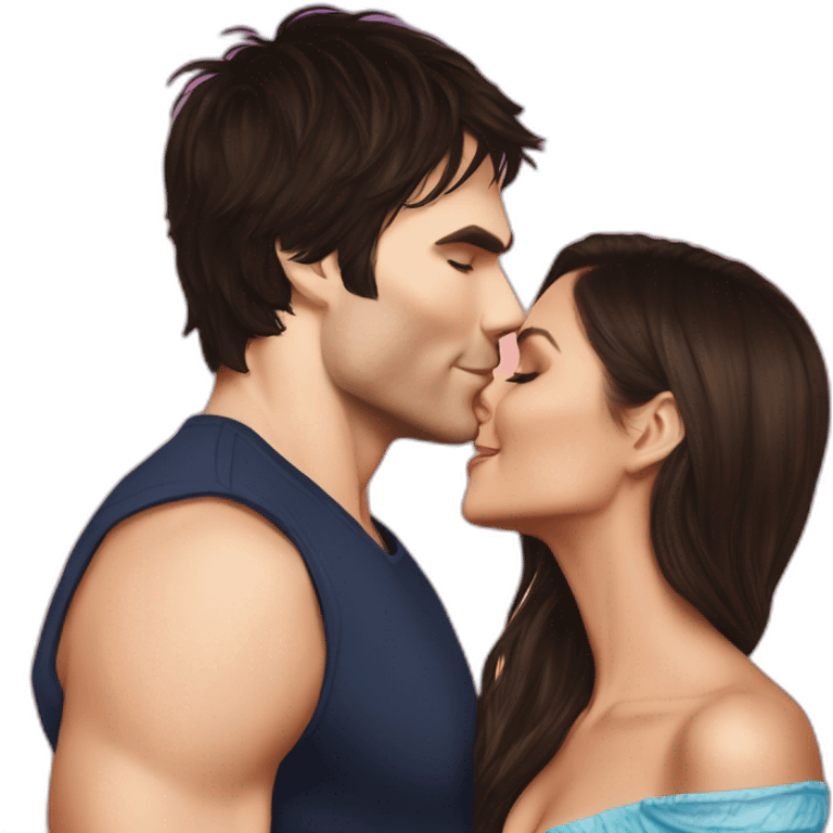 Ian Somerhalder kissing Nina Dobrev emoji