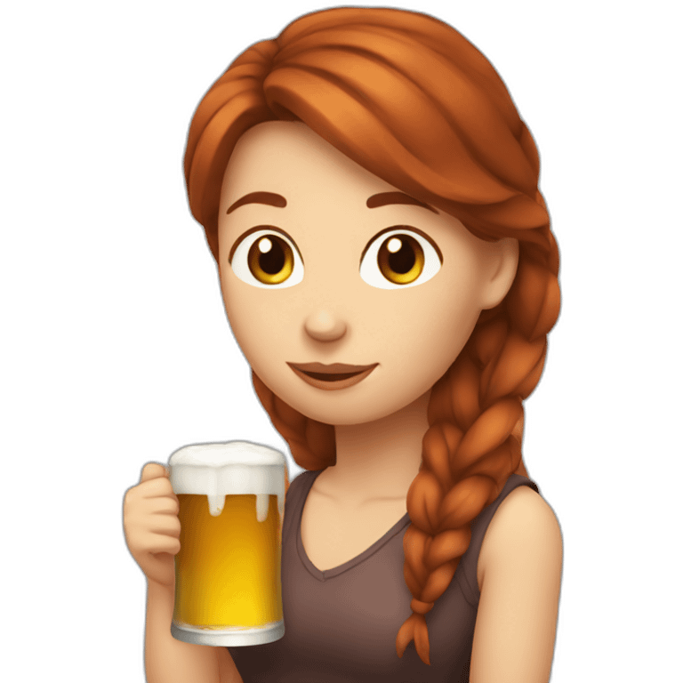 Red/brown hair woman drinking beer emoji