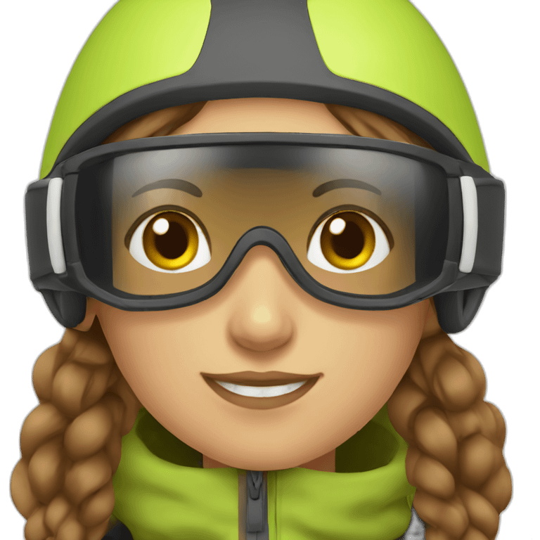 girl with brown hair skiing in the alps emoji