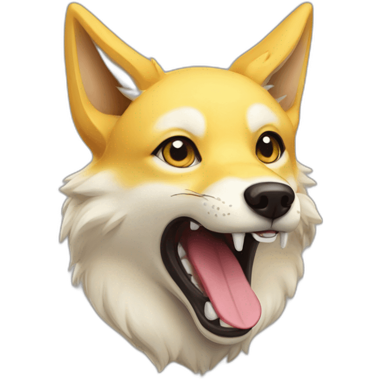 yellow fox dog hybrid open mouth emoji