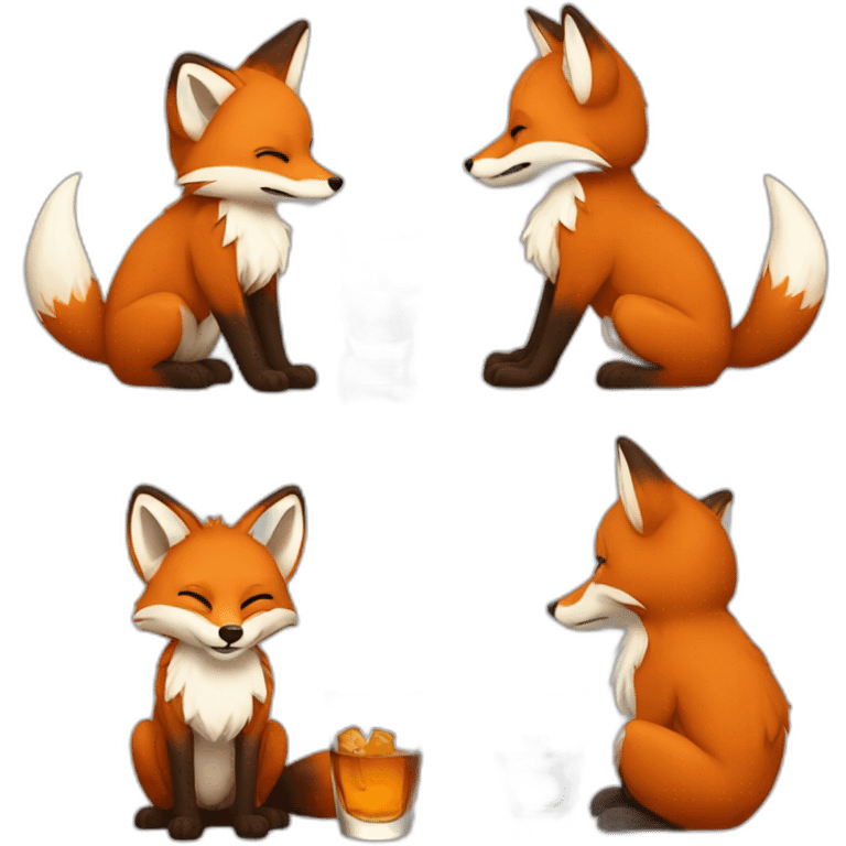 Fox drinking whisky emoji