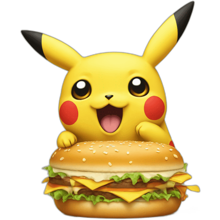 Pikachu eating burger emoji