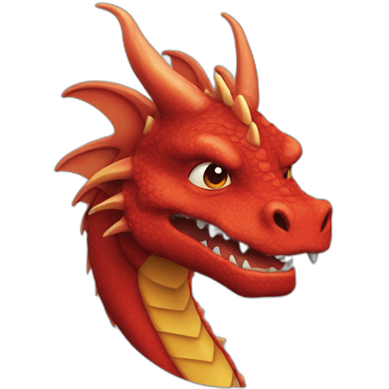 Dragon rouge de face en colère emoji