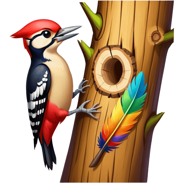 Woodpeckers taping on the trunk emoji